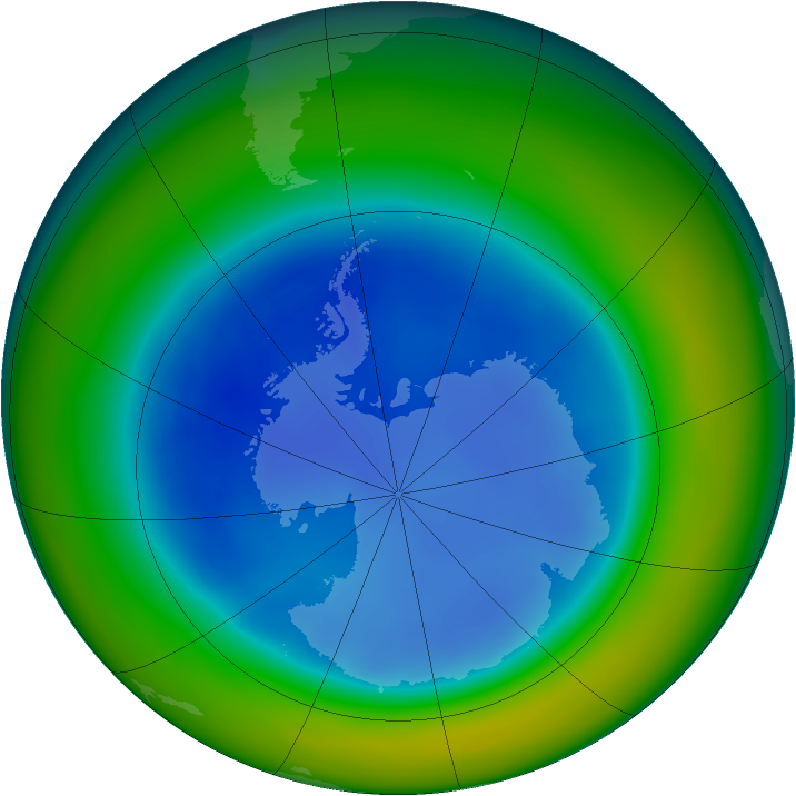 Antarctic ozone map for August 2005